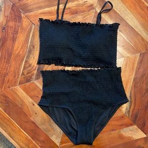 High Waist Smocked Bikini